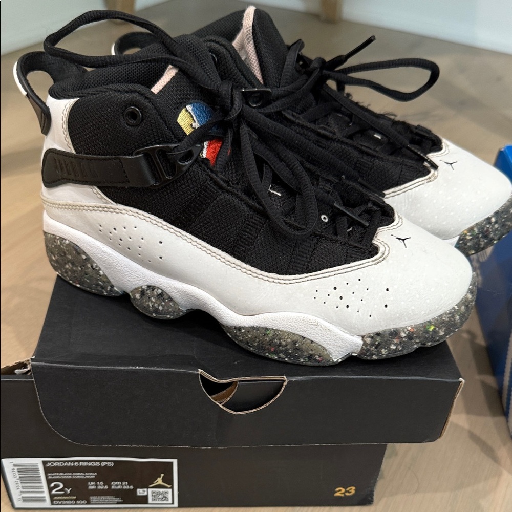 Jordan 6 Rings Black and White with Speckled Sole